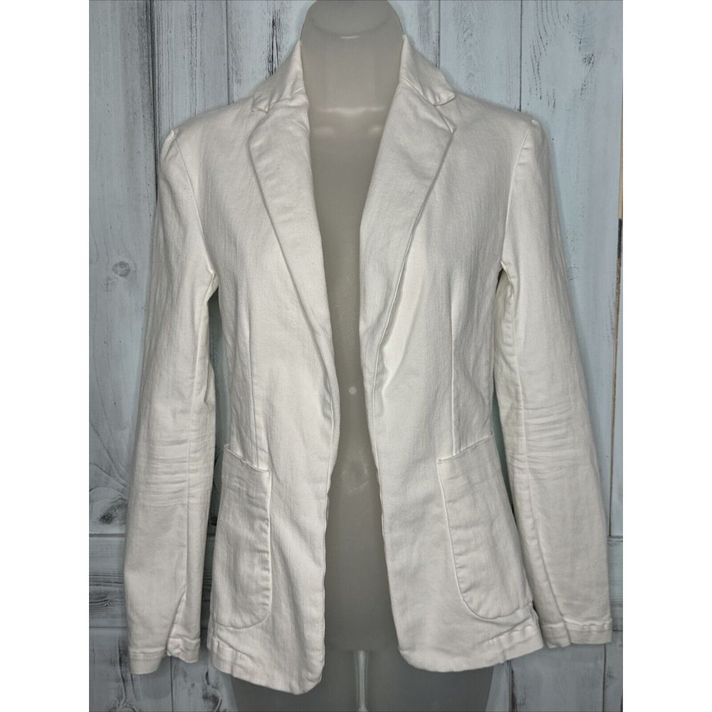 Frank & Eileen Dublin Open Tailored Blazer Italian Performance Denim White Xxs